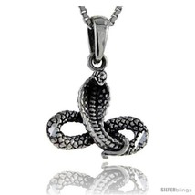 Sterling Silver Cobra Snake Pendant, 7/8 in  - £29.96 GBP