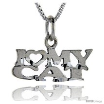 Sterling Silver I Love My Cat Talking Pendant, 1 in  - £35.00 GBP