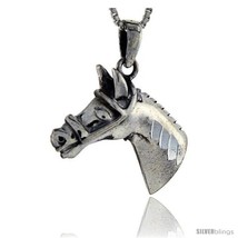 Sterling Silver Horse Head Pendant, 1 1/4 in  - £40.14 GBP