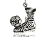 Sterling silver soccer ball shoe pendant flawless quality 78 in  22 mm  tall thumb155 crop