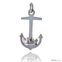 Sterling Silver Mariners Cross Anchor w/ Crown Pendant Flawless Quality, 1 1/4  - £47.95 GBP