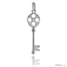 Sterling silver flower key pendant flawless quality 1 12 in  40 mm  tall thumb200