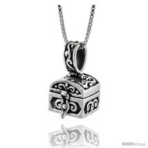 Sterling Silver Prayer Box Chest Shaped with Floral  - £44.50 GBP