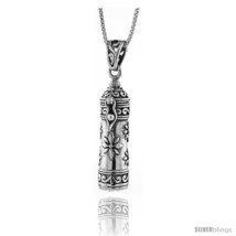 Sterling Silver Prayer Box Tubular Shape with floral  - £41.12 GBP