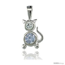 Sterling Silver June Birthstone Cat Pendant w/ Alexandrite Color Cubic  - £13.88 GBP