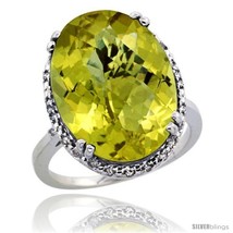 Size 6 - 10k White Gold Diamond Halo Large Lemon Quartz Ring 10.3 ct Oval Stone  - £569.95 GBP