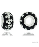 Sterling Silver Crystal Bead Charm Black, White Color w/ Swarovski Eleme... - $14.71