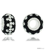 Sterling Silver Crystal Bead Charm Black, White Color w/ Swarovski Eleme... - £11.72 GBP