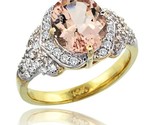 14k gold natural morganite ring 10x8 mm oval shape diamond halo 12 in wide thumb155 crop