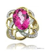 Size 10 - 14k Gold Natural Pink Topaz Floral Design Ring 13x 19 mm Oval ... - £640.15 GBP