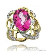 Size 6.5 - 14k Gold Natural Pink Topaz Floral Design Ring 13x 19 mm Oval... - £647.60 GBP