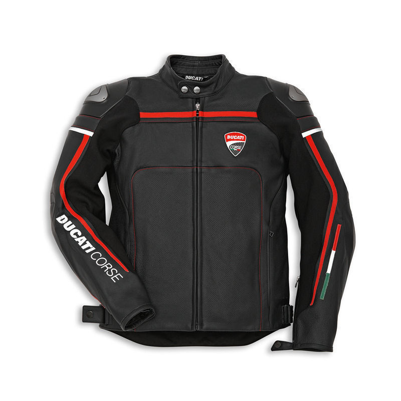 New Handmade DUCATI CORSE Black Leather Motorcycle Jacket