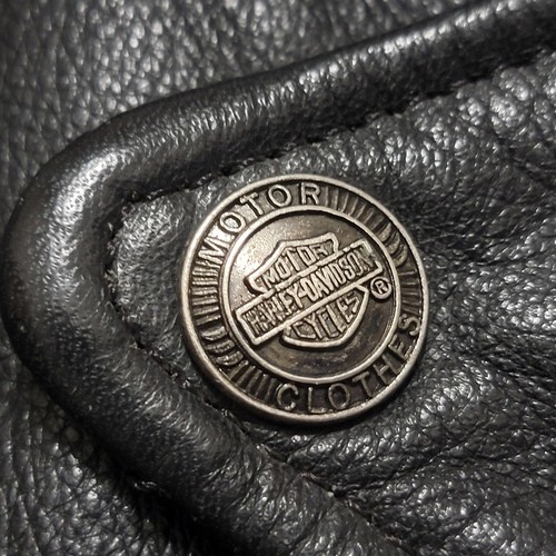 VTG 80s Harley Davidson Embossed V-Twin Super Glide II Black Leather Jacket XL Item image 7