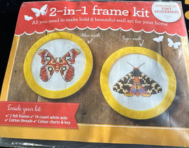 World of Cross Stitching 2 In 1 Frame Cross Stitch Kit Atlas Moth and Tiger Moth - $15.84