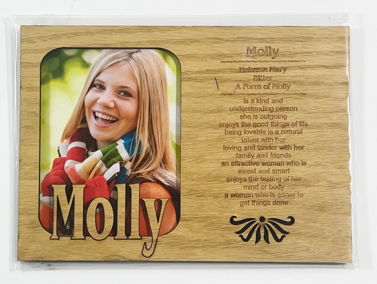MOLLY Personalized Name Profile Laser Engraved Wood Picture Frame Magnet - $9.90