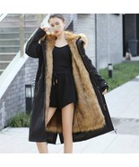 Luxury fur outerwear jacket for women Winter Fox Fur Liner Raccoon Parke... - $90.00