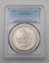 1887 $1 Silver Morgan Dollar Graded by PCGS as MS-65! Nice White Color - £233.05 GBP