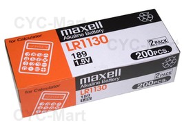 200pcs x Zero Hg Maxell LR1130 Alkaline Batteries AG10 189 - £29.03 GBP