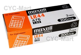 New 0% Hg Maxell  LR44  AG13  A76 Batteries 200 pcs  - £30.51 GBP