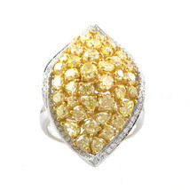 3.87ct Natural Fancy Intense Yellow Diamonds Engagement Ring 18K Solid Gold 9G - £6,117.18 GBP