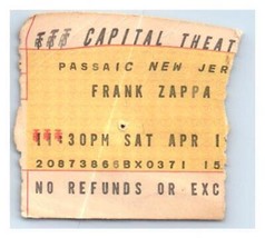 Frank Zappa Konzert Ticket Stumpf April 19 1975 Passaic Neu Jersey - $74.23