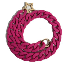 Acrylic smooth rubber coated chunky chain link strap, Dark pink, gold ha... - $28.36