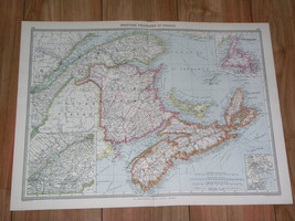 1908 Antique Map Of Maritimes Nova Scotia New Brunswick Island Canada - £23.10 GBP