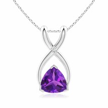 ANGARA 5mm Natural Amethyst Pendant Necklace with Diamond in Sterling Silver - £110.83 GBP+