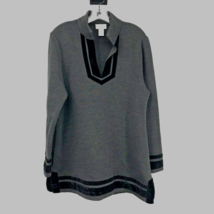 Soft Surroundings Runway Pullover Tunic Womens XL Used Velvet Trim Knit Top  - £21.30 GBP