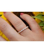 18K White Gold Baguette Wedding Band, Moissanite Baguette Anniversary Band - $135.40 CAD