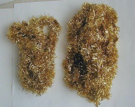 Lot of 2 Lengths of Gold Tone Plush Tinsel Garland 31 Feet - £20.12 GBP