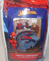 SPIDERMAN Twin Full Comforter 72&quot; x 86&quot; Marvel New Blue Red - £39.71 GBP