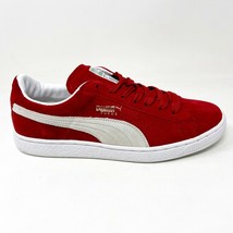 Puma Suede Classic Ribbon Red White Mens Casual Sneakers 181649 01 - £47.14 GBP