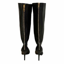 STEVE MADDEN Gracii Womens Black Faux Leather High Heel Gold Zipper Back Boots 8 - £71.14 GBP