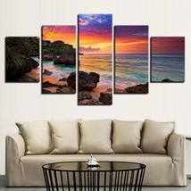 Multi Panel Print Hawaiian Beach Sunrise Canvas 5 Piece Wall Art Sunset Ocean - £21.81 GBP+