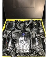ELIDOMC 5PC Italian Crafted Crystal Whiskey Decanter &amp;amp Glasses Set VE... - $39.59