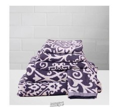 Baltic Linen Plush Jacquard Paisley 6-Piece Towel Set Deep Plum 100% Cotton - £37.97 GBP