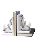 Anchor Bookends White Nautical Set With Blue Hemp Rope Detailing Ocean  ... - £33.47 GBP