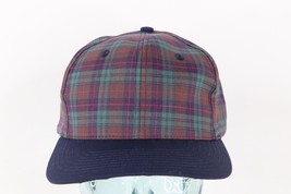 NOS Vintage 90s Streetwear Blank Rainbow Checkered Plaid Snapback Hat Cap Cotton - £23.61 GBP