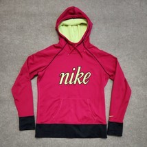 Nike Therma Fit Pullover Hoodie Womens Large Pink Thumb Holes Spellout Logo - £19.28 GBP