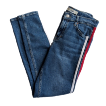 Topshop Moto High Rise Side Stripe Jamie Skinny Blue Jeans Size 28 Waist 27 In - £29.89 GBP