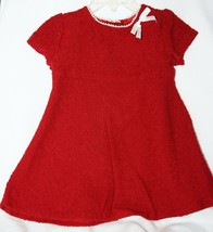 Bonnie Baby 18 Months Red Holiday Dress With Faux Pearl Trim Neckline - £7.00 GBP