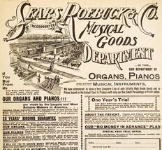 1900 Musical Dept Pianos Organs Advertisement Victorian Sears Roebuck 5.... - $19.99