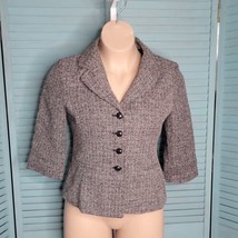 CATO Classy Button Down Collared Tweed Blazer ~ Sz 12 ~ 3/4 Sleeves - $31.49