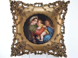 c1890 Bohemian porcelain Plaque Madonna della Seggiola after Raphael - £1,070.79 GBP