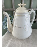 Ironstone Tea Pot Cable Ring Pattern Stained Cottage Style Grand Millennial - £25.13 GBP