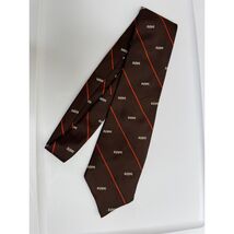 Vintage Zippo Logo Necktie Brown Orange Diagonal Stripe Polyester - $18.00