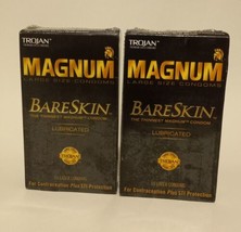 2 TROJAN MAGNUM BareSkin Thinnest Lubricated 10 Large Latex Condoms FREE... - £15.81 GBP