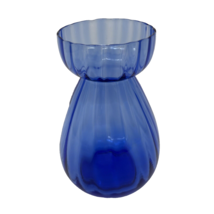 Vintage Blown Glass Vase Blue 6&quot; - $346.60 MXN