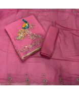 Fancy-Party-wear Suits-Unstitched Gold Crush Suit Set With Zari and Thre... - $65.00